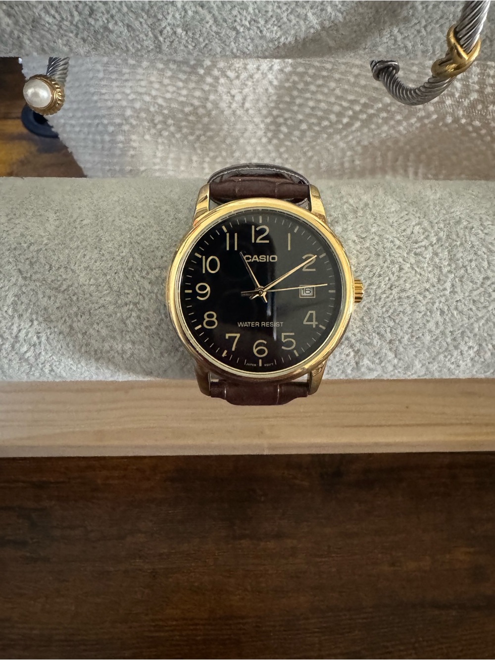 Casio - Gold with Leather Band Watch (Water Resistant)